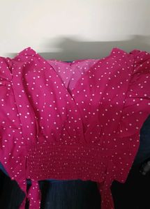 Pink Polka Dot Crop Top