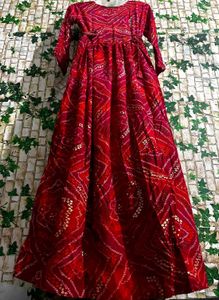 Beautifull😍 Bandhani Ethnic Gown