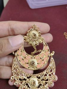 Brand New Mangtika Earrings Set With Box