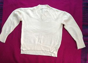 Vintage Cream V-Neck Sweater