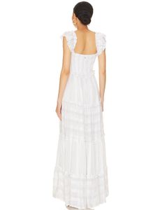 PQ Smocked White Long Maxi With Sequins Detail