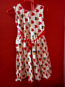 Cute Girls&#39; Heart Print Dress