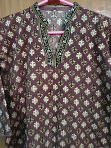 Brown Printed Kurti