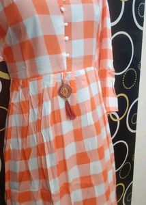 Orange & White Plaid Button-Down