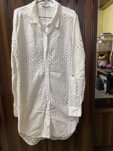 White Eyelet Shirt Dress