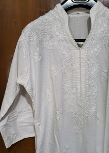 Chikankaari White Kurti