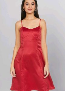 Red Satin Slip Dress