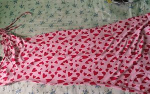 Pink Heart Print Midi Dress