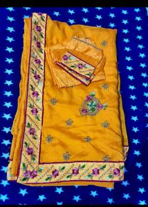 Yellow Saree With Stitched Blouse(clearance Sale)✨