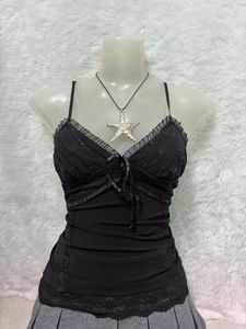Black Lace Trim Cami Top