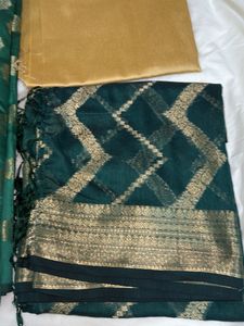 Green &amp; Gold Dress Material