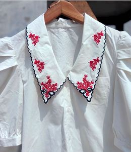 Korean Embroidered Collar White Top❤️