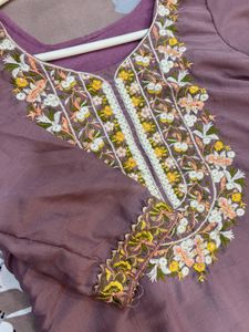 Lavender embroidered kurta
