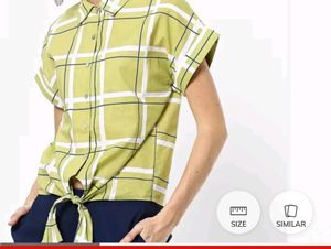 Checked Shirt Top With Tie-up
