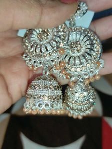 Silver And Golden Colour Earrings