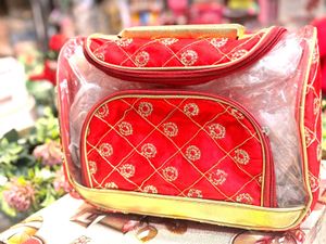 Red &amp; Gold Cosmetic/Travel Bag