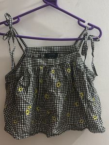 Gingham Crop Top with Daisies