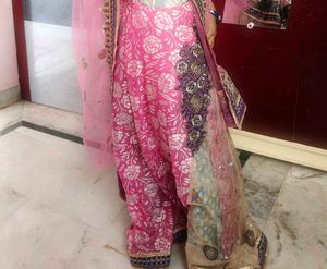 Pink Floral Saree with Embellished Border