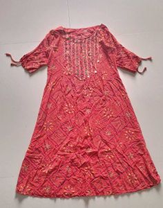 Red Printed Midi Dress