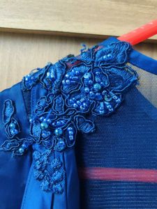Elegant Navy Blue Padded Dress