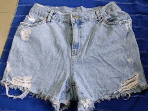 Blue Distressed Shorts