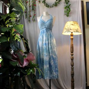 Boho Tie-Dye Crochet Halter Dress