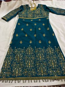 Teal &amp; Gold Salwar Kameez Set