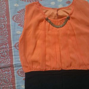 Chic Orange &amp; Black Bodycon Dress