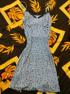 Chic Blue Patterned Cami Slip Dress