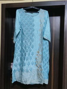 Light Blue Embroidered Kurti