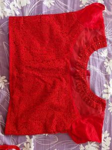 Red Embellished Blouse