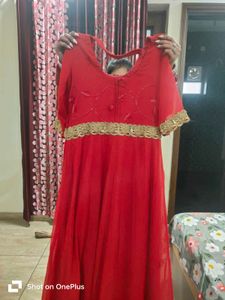 Red Embellished Ethnic Gown