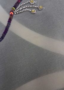 white with Purple partywear stone work sar