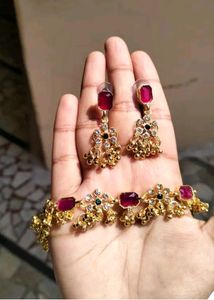 Combo jewellery(Gold Plated Green-Pink