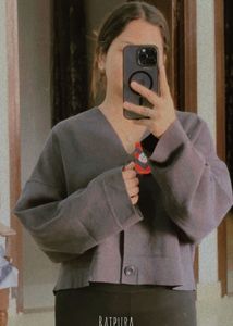 Gray Cropped Cardigan