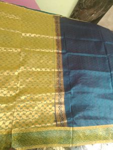 pure blue silk saree with Blouse