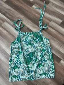 Green Paisley Tie Strap Tank Top