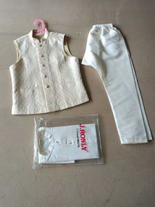 Boys cream kurta pajama with jacket