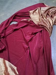 Blue Ethnic Gown With Maroon Colour Chunri