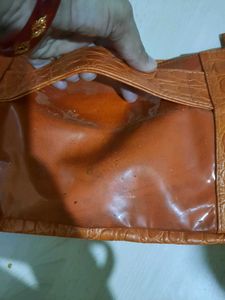 Vintage Orange Croc Embossed Shoulder Bag