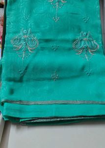 Saree With Silver Border