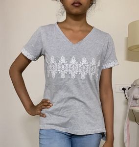 Embroidered Grey Top
