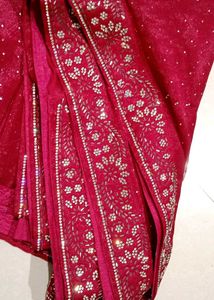 Red Beaded Saree