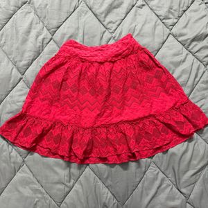 Red Boho Ruffle Skirt