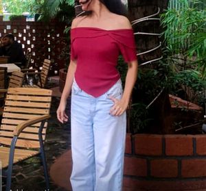 Burgundy Off-the-Shoulder Top