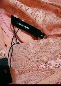 VERO MODA pink Net Middi Dress