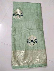 Elegant Mint Green Floral Saree