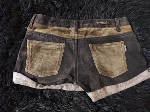 Y2k Grunge Lowrise Black Denim and Corduroy Shorts