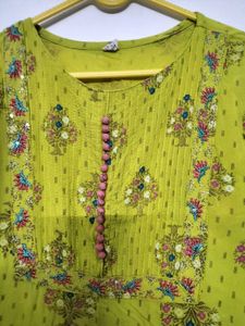 Yellow Embellished Kurta