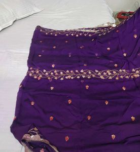 Purple Embroidered Saree